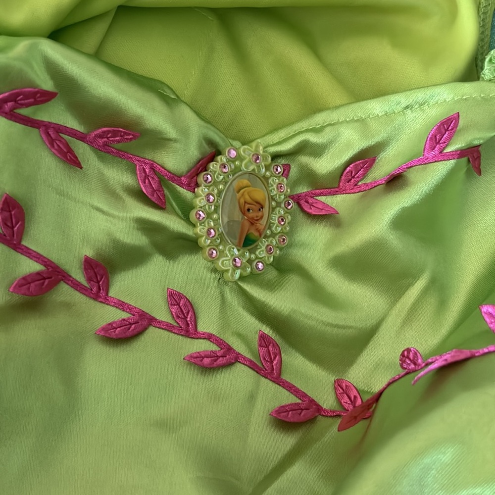 Disney’s green with pink trim Tinker Bell costume from Disney. With wings.